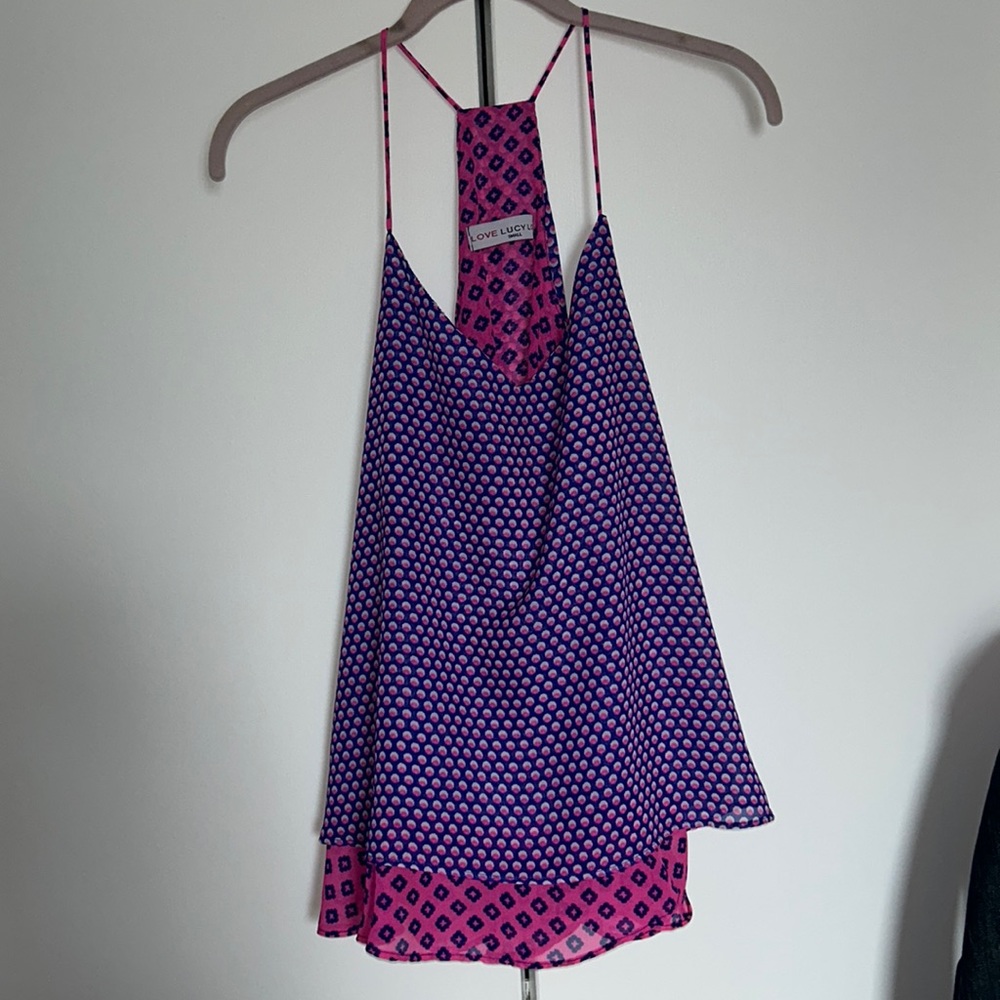 Love Lucy Love pink and blue flowy top
